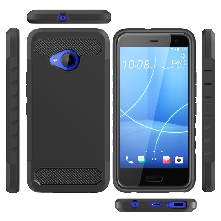 Carbon Fiber Texture PC + TPU Hybrid Back Case for HTC U11 Life - Black-3