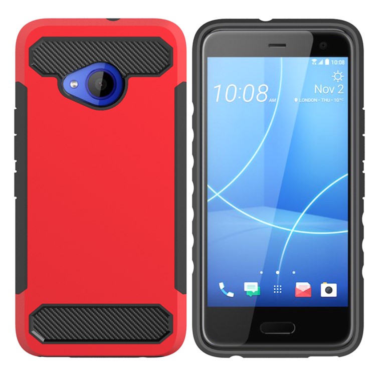Carbon Fiber Texture PC + TPU Hybrid Cover Shell for HTC U11 Life - Red-2