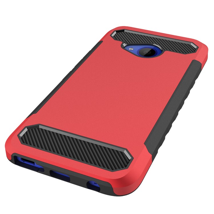 Carbon Fiber Texture PC + TPU Hybrid Cover Shell for HTC U11 Life - Red-4