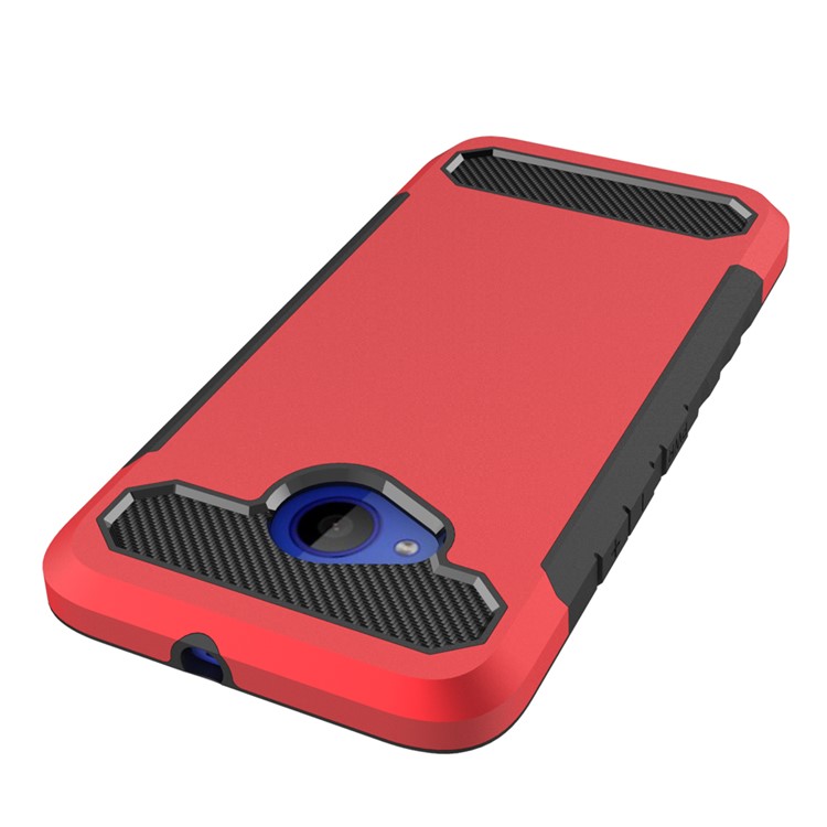 Carbon Fiber Texture PC + TPU Hybrid Cover Shell for HTC U11 Life - Red-5