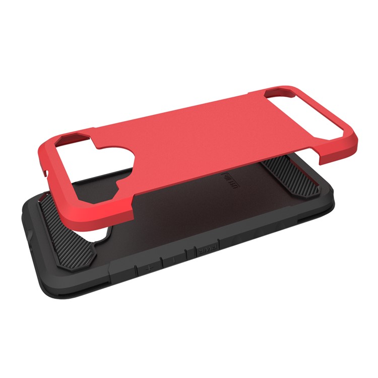 Carbon Fiber Texture PC + TPU Hybrid Cover Shell for HTC U11 Life - Red-6