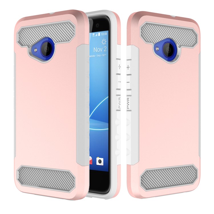 Carbon Fiber Texture PC + TPU Hybrid Protection Case for HTC U11 Life - Rose Gold-1