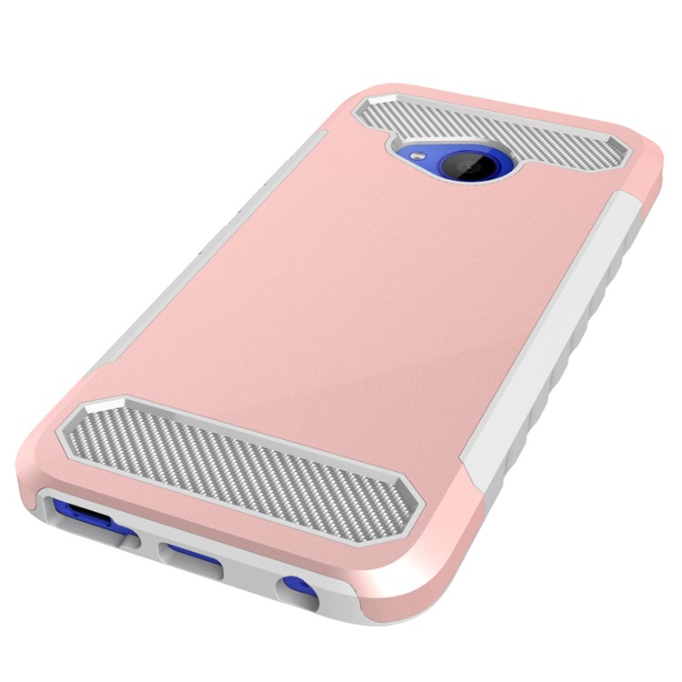 Carbon Fiber Texture PC + TPU Hybrid Protection Case for HTC U11 Life - Rose Gold-4