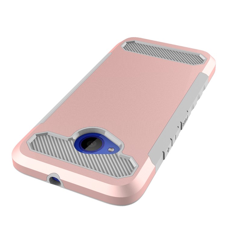 Carbon Fiber Texture PC + TPU Hybrid Protection Case for HTC U11 Life - Rose Gold-5