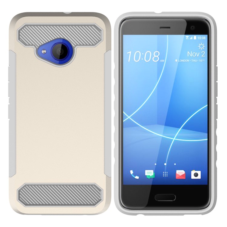 Carbon Fiber Texture PC + TPU Hybrid Phone Casing for HTC U11 Life - Gold-2