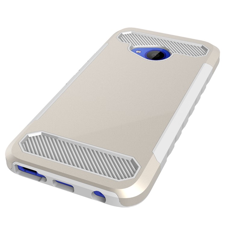 Carbon Fiber Texture PC + TPU Hybrid Phone Casing for HTC U11 Life - Gold-4