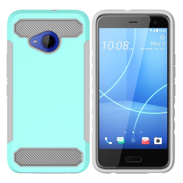 Carbon Fiber Texture PC + TPU Hybrid Mobile Cover for HTC U11 Life - Cyan-2
