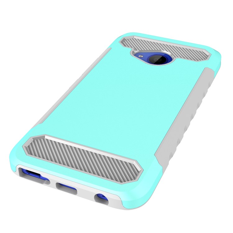 Carbon Fiber Texture PC + TPU Hybrid Mobile Cover for HTC U11 Life - Cyan-4