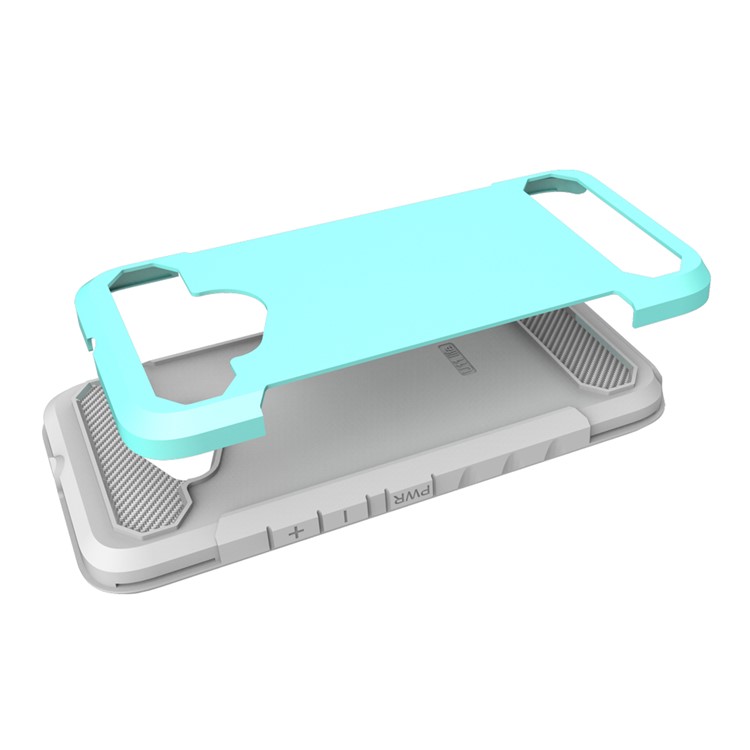 Carbon Fiber Texture PC + TPU Hybrid Mobile Cover for HTC U11 Life - Cyan-6