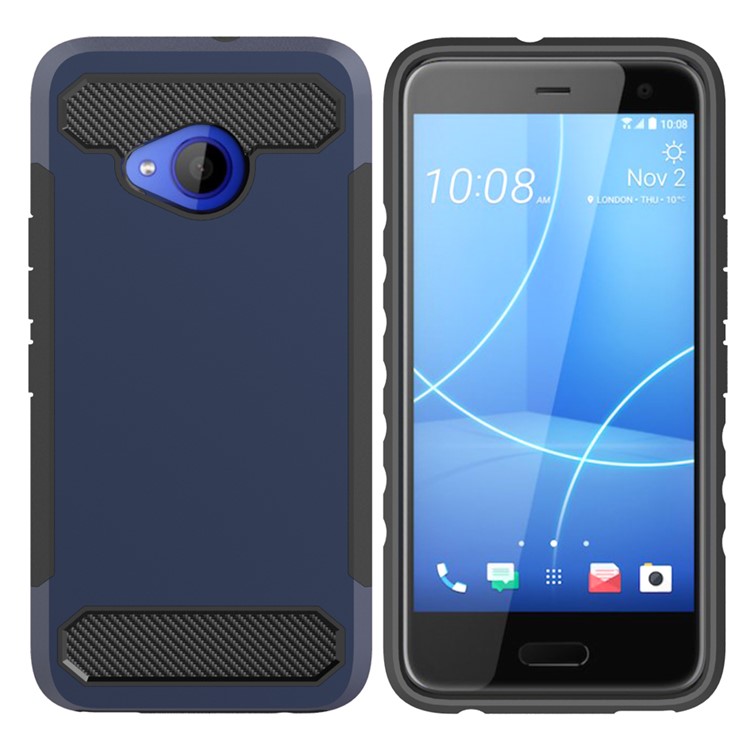 Carbon Fiber Texture PC + TPU Hybrid Cell Phone Case for HTC U11 Life - Dark Blue-2
