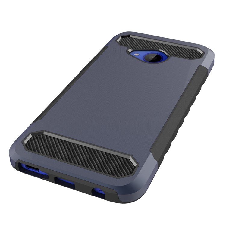 Carbon Fiber Texture PC + TPU Hybrid Cell Phone Case for HTC U11 Life - Dark Blue-4
