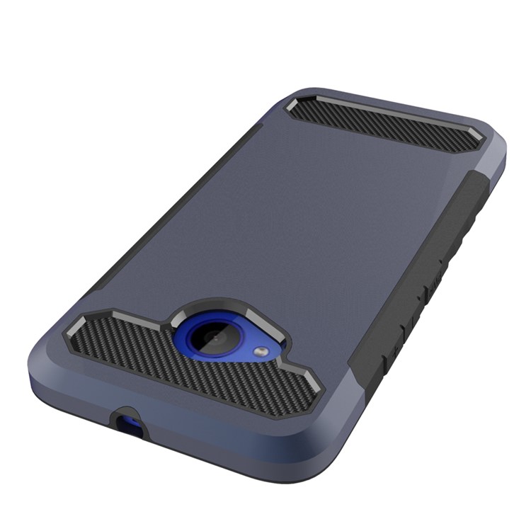 Carbon Fiber Texture PC + TPU Hybrid Cell Phone Case for HTC U11 Life - Dark Blue-5