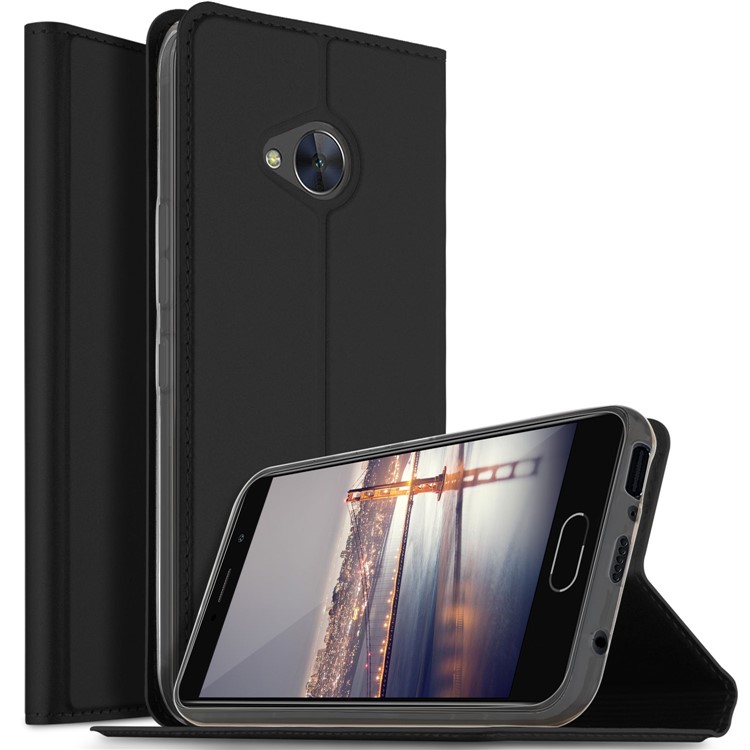 Magnetic Adsorption Card Holder Leather Stand Case for HTC U11 Life - Black-1