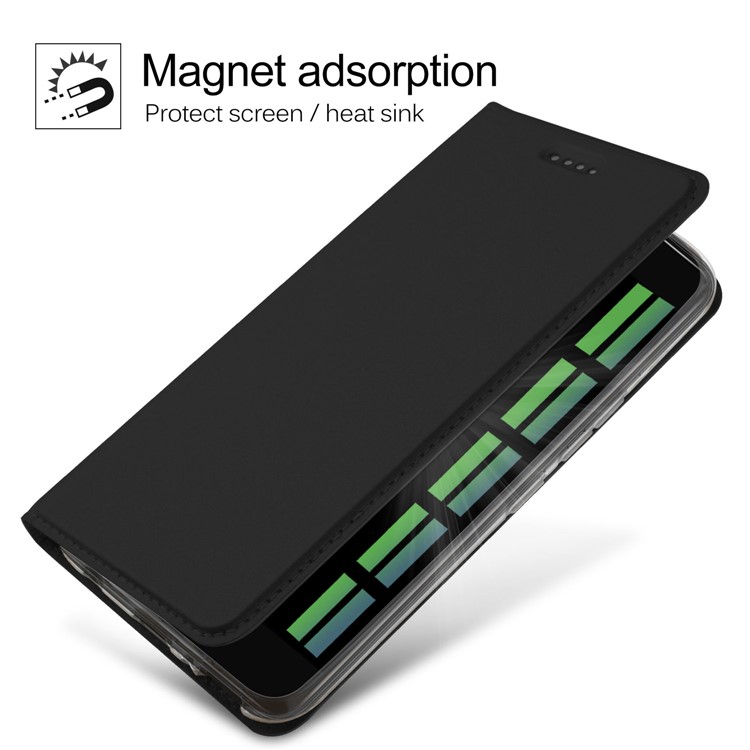 Magnetic Adsorption Card Holder Leather Stand Case for HTC U11 Life - Black-3