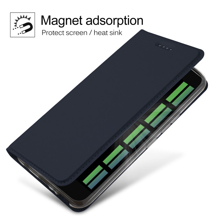 PU Leather Card Slot Stand Magnetic Adsorption Mobile Cover Shell for HTC U11 Life - Dark Blue-3