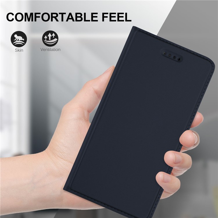 PU Leather Card Slot Stand Magnetic Adsorption Mobile Cover Shell for HTC U11 Life - Dark Blue-4