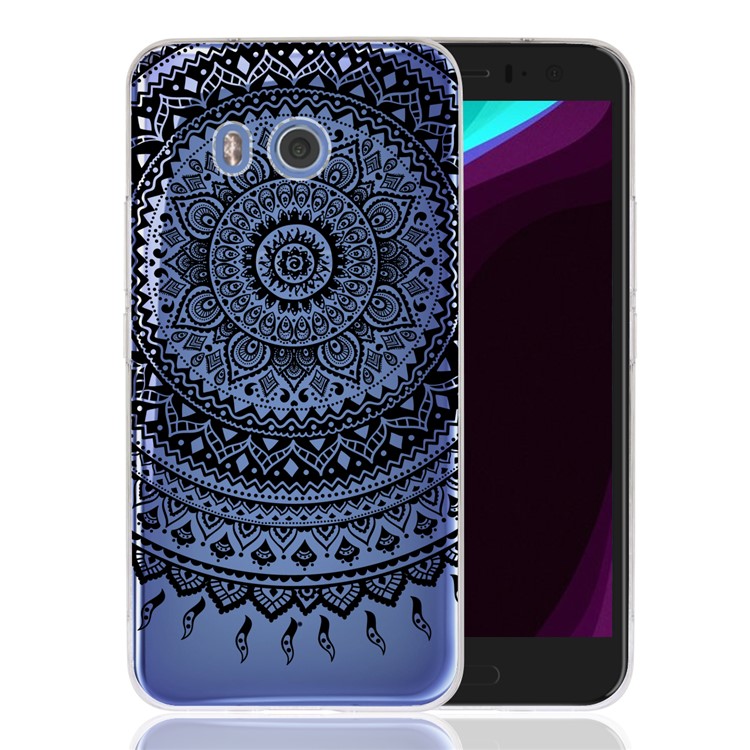 For HTC U11 Mandala Pattern PC Back + TPU Edge Hybrid Case - Black-1