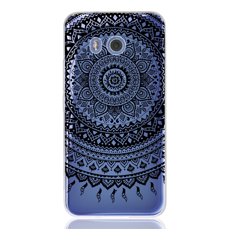 For HTC U11 Mandala Pattern PC Back + TPU Edge Hybrid Case - Black-2