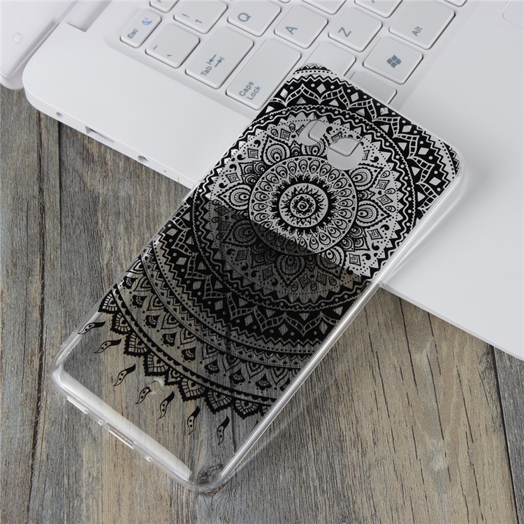 For HTC U11 Mandala Pattern PC Back + TPU Edge Hybrid Case - Black-3