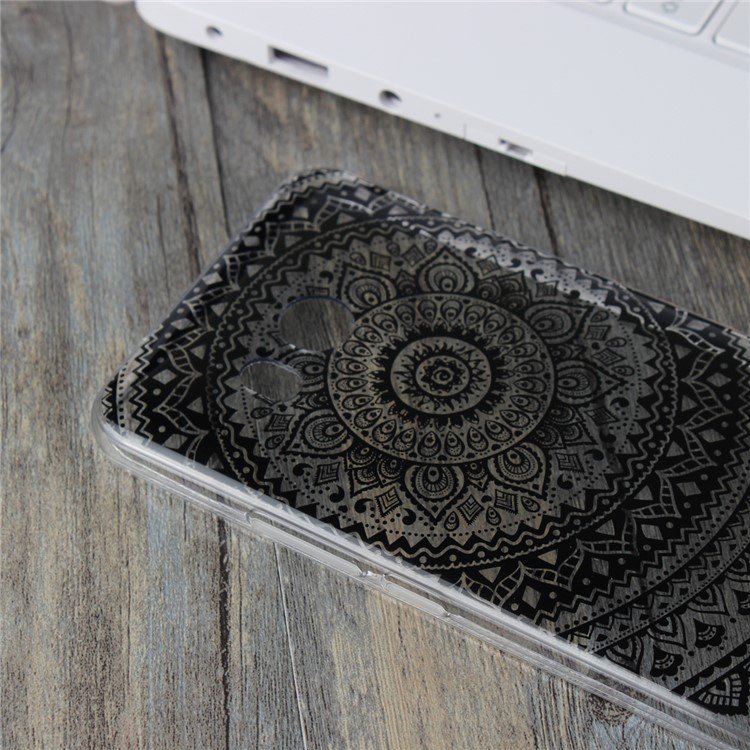 For HTC U11 Mandala Pattern PC Back + TPU Edge Hybrid Case - Black-5