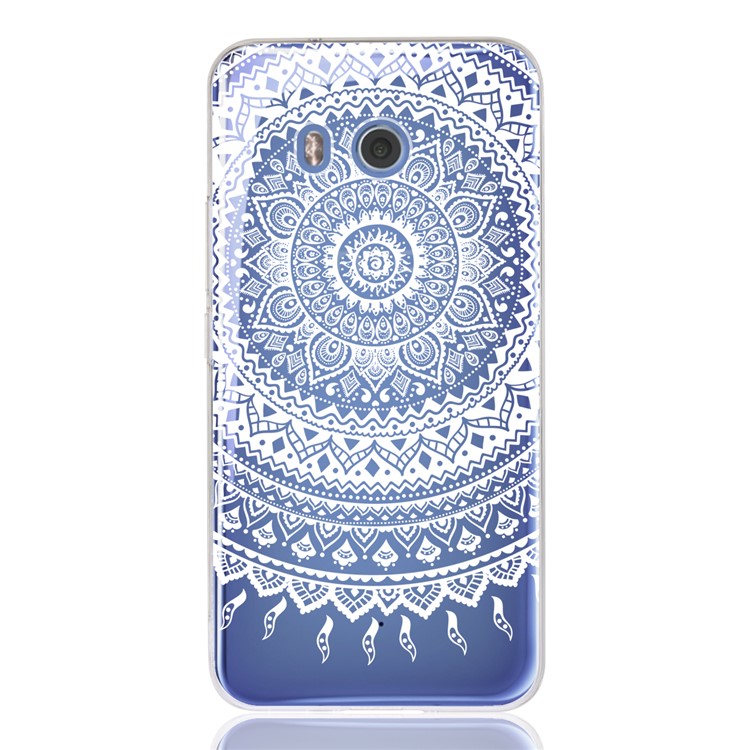 For HTC U11 Mandala Pattern PC Back + TPU Frame Hybrid Phone Cover - White-2