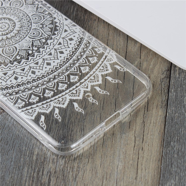 For HTC U11 Mandala Pattern PC Back + TPU Frame Hybrid Phone Cover - White-6