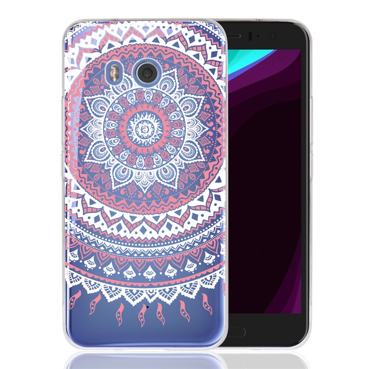 For HTC U11 Mandala Pattern PC Back + TPU Frame Combo Back Shell - Pink-1