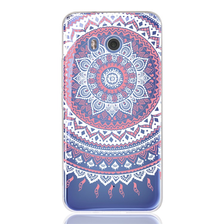 For HTC U11 Mandala Pattern PC Back + TPU Frame Combo Back Shell - Pink-2