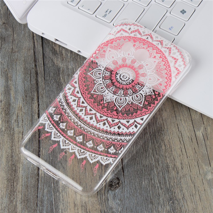 For HTC U11 Mandala Pattern PC Back + TPU Frame Combo Back Shell - Pink-3