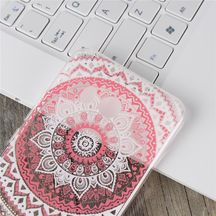 For HTC U11 Mandala Pattern PC Back + TPU Frame Combo Back Shell - Pink-4