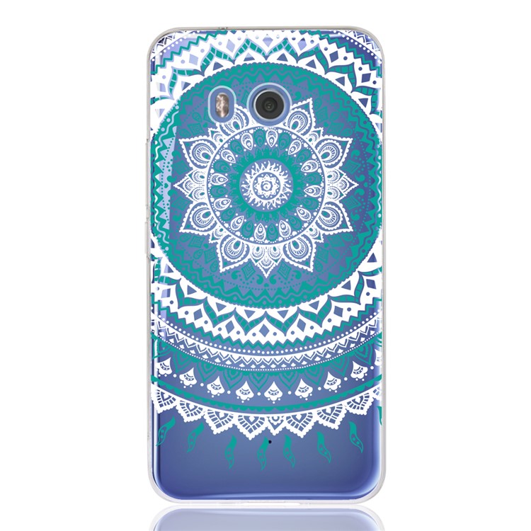 For HTC U11 Mandala Pattern PC Back + TPU Edge Mobile Casing - Cyan-2