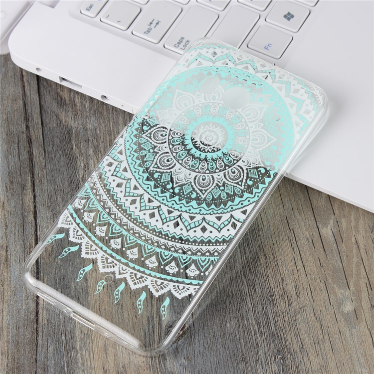 For HTC U11 Mandala Pattern PC Back + TPU Edge Mobile Casing - Cyan-3