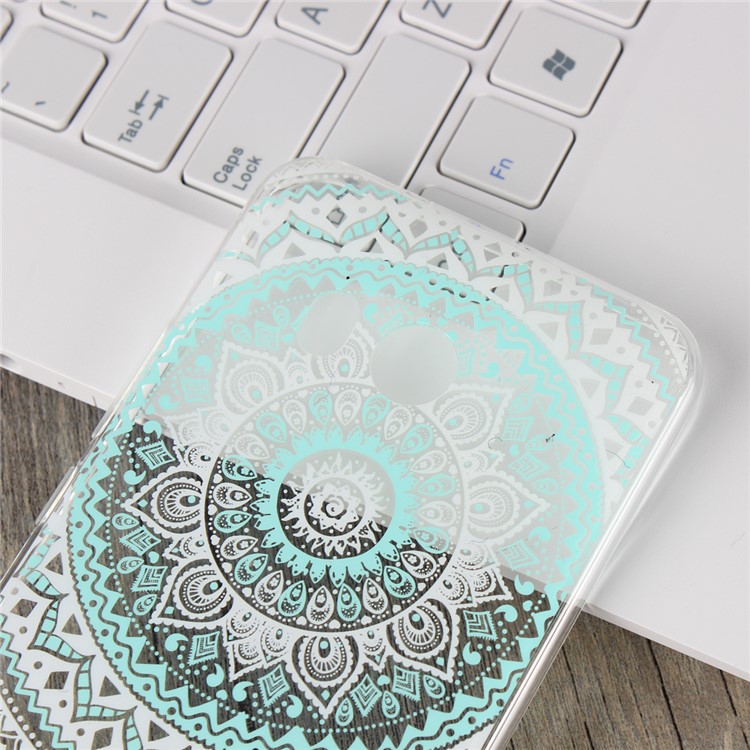 For HTC U11 Mandala Pattern PC Back + TPU Edge Mobile Casing - Cyan-4