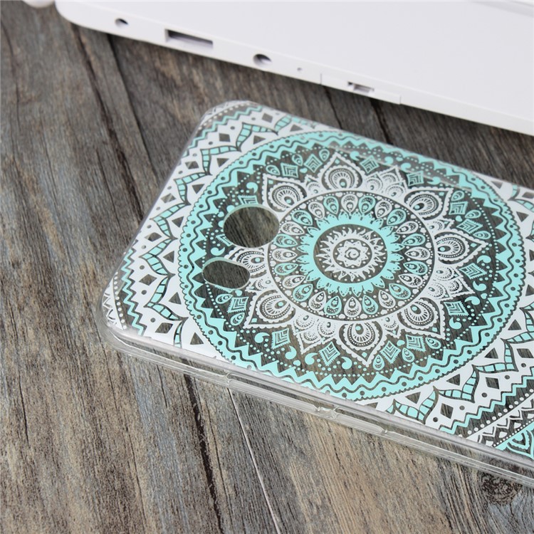 For HTC U11 Mandala Pattern PC Back + TPU Edge Mobile Casing - Cyan-5