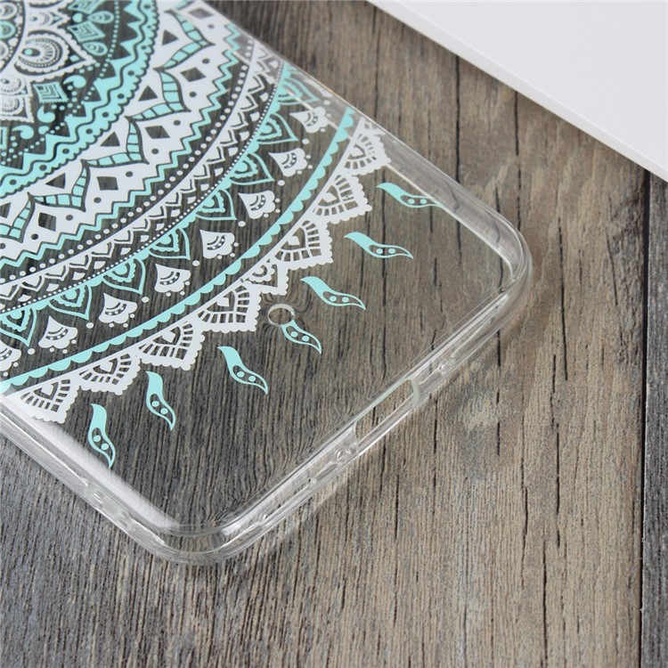 For HTC U11 Mandala Pattern PC Back + TPU Edge Mobile Casing - Cyan-6