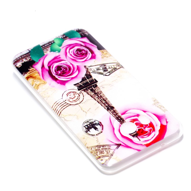 Pattern Printing TPU Case for HTC U11 - Eiffel Tower and Flowers-5