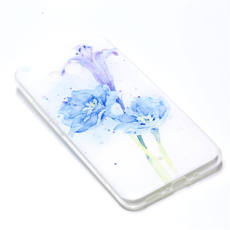 Pattern Printing TPU Cell Phone Case for HTC U11 - Blue Flowers-3