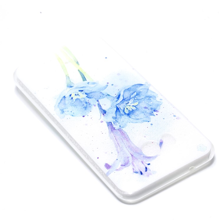 Pattern Printing TPU Cell Phone Case for HTC U11 - Blue Flowers-4