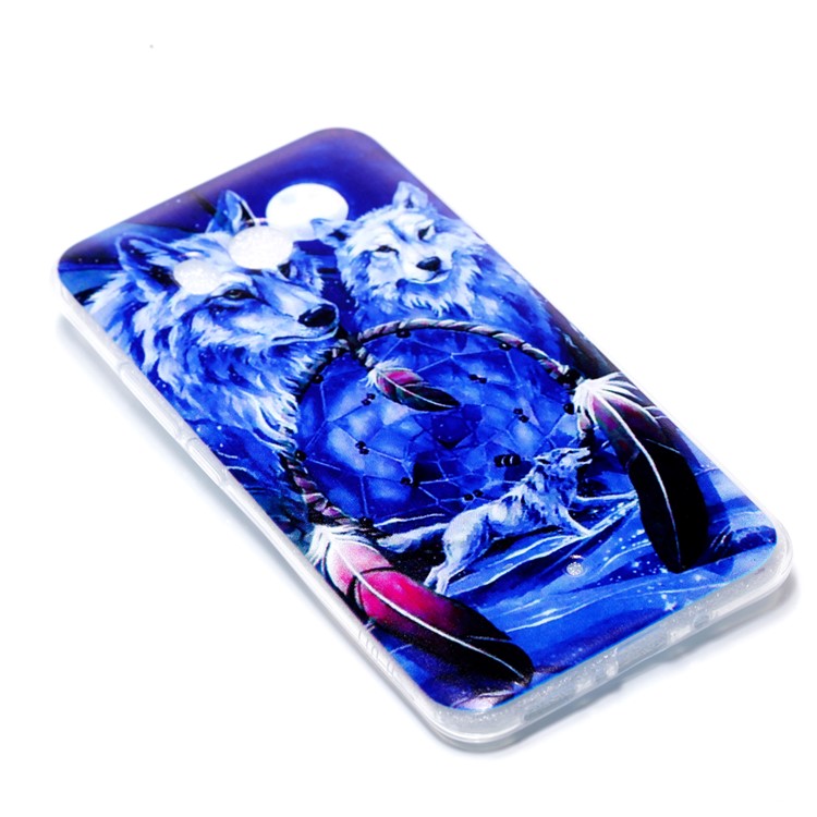 Pattern Printing TPU Shell Phone Case for HTC U11 - Wolf and Dream Catcher-3