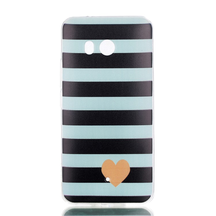 Pattern Printing TPU Flexible Case for HTC U11 - Heart and Stripes-1