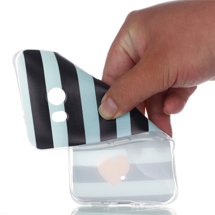 Pattern Printing TPU Flexible Case for HTC U11 - Heart and Stripes-2