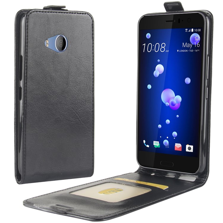 Crazy Horse Vertical Flip PU Leather Case for HTC U11 Life - Black-1
