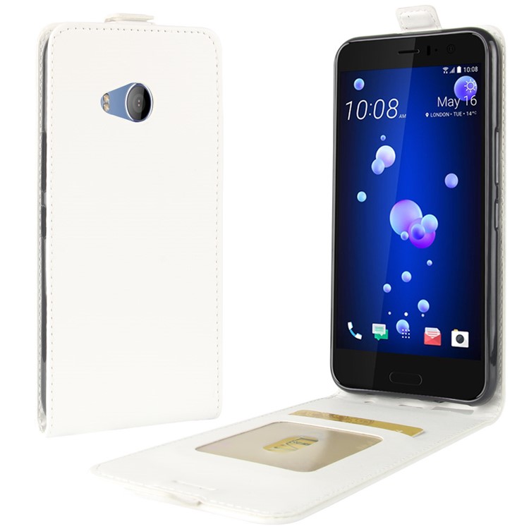 Crazy Horse Vertical Flip PU Leather Cover with Card Slot for HTC U11 Life - White-1