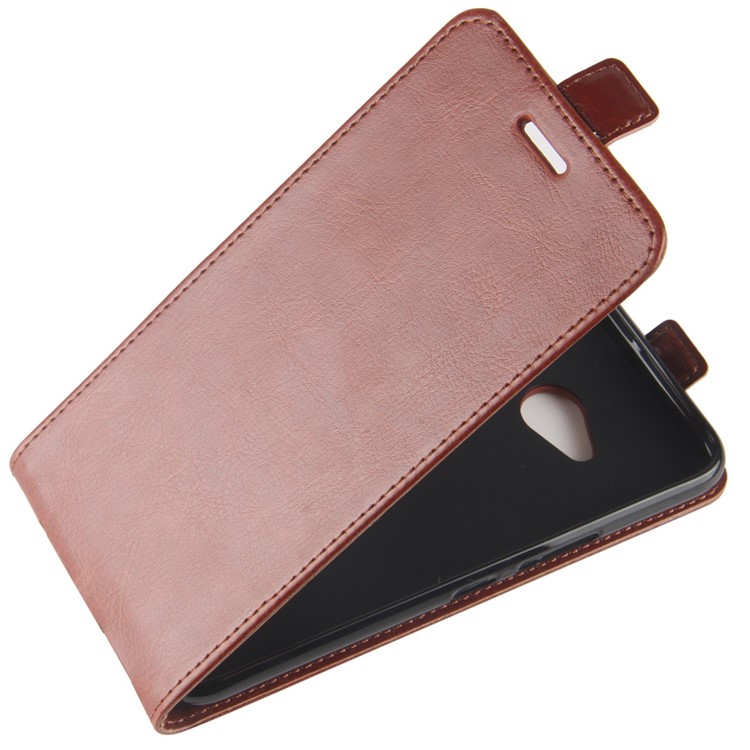 Crazy Horse Vertical Flip PU Leather Cell Phone Case for HTC U11 Life - Brown-3