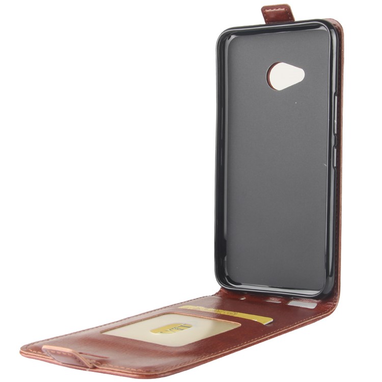 Crazy Horse Vertical Flip PU Leather Cell Phone Case for HTC U11 Life - Brown-8