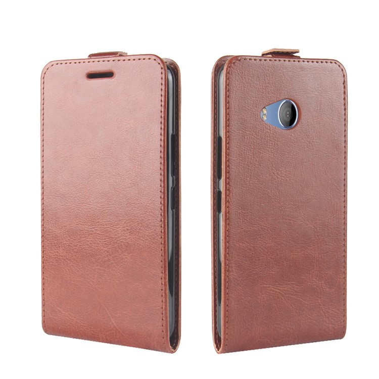 Crazy Horse Vertical Flip PU Leather Cell Phone Case for HTC U11 Life - Brown-9
