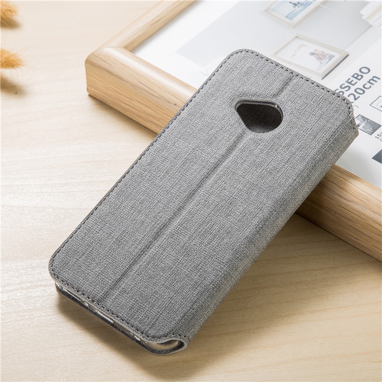 VILI DMX Cross Texture Card Holder Leather Stand Cover for HTC U11 Life - Grey-2