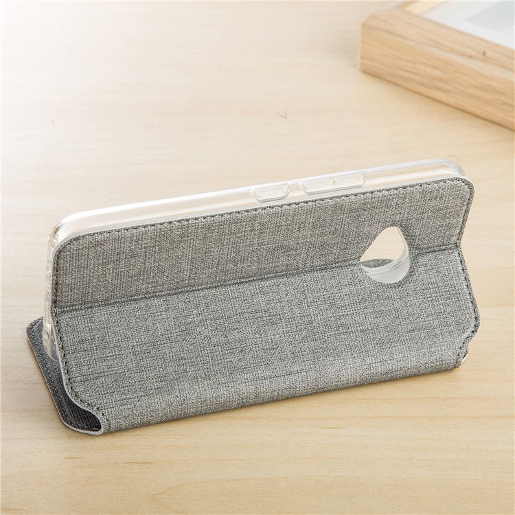 VILI DMX Cross Texture Card Holder Leather Stand Cover for HTC U11 Life - Grey-4