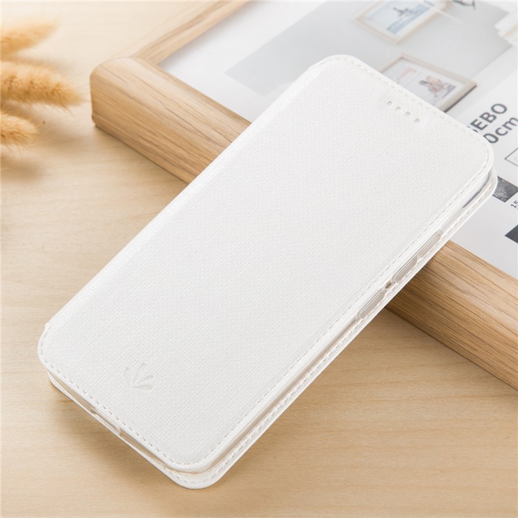 VILI DMX Cross Texture Card Holder Leather Stand Shell for HTC U11 Life - White-1