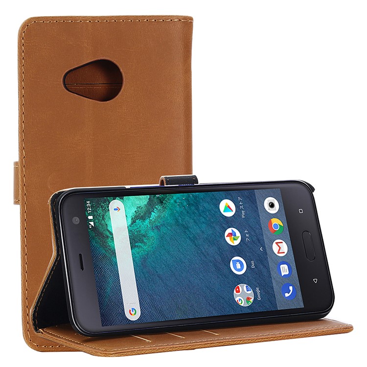 PU Leather Magnetic Wallet Stand Cover for HTC U11 Life Android One X2 - Brown-1